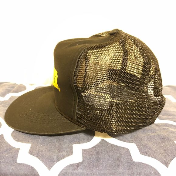 Vintage Stanley Tools Snapback Mesh Foam Trucker Black Yellow Hat - Picture 2 of 9